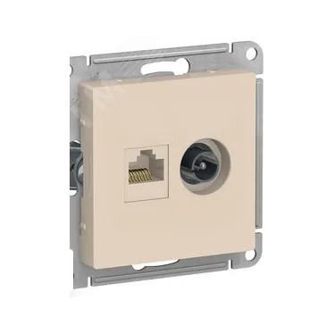 Розетка компьютерная + телевизионная 2-м AtlasDesign RJ45 кат.5E + TV механизм беж. SE ATN000289