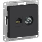                  Розетка компьютерная + телевизионная 2-м AtlasDesign RJ45 кат.5E + TV механизм карбон SE ATN001089
               