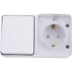 Блок ОП AtlasDesign PROFI IP54 (розетка 1-м 16А заземл. защ. шторки + 1-кл. выключатель 10А) бел. SE ATN540170