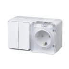 Блок ОП AtlasDesign PROFI IP54 (розетка 1-м 16А заземл. защ. шторки + 1-кл. выключатель 10А) бел. SE ATN540170