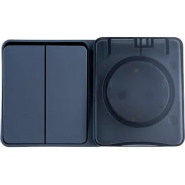 Блок ОП AtlasDesign PROFI IP54 (розетка 1-м 16А заземл. защ. шторки + 2-кл. выключатель 10А) антрацит SE ATN544074