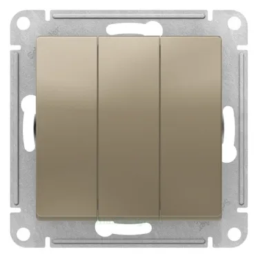 Выключатель 3-кл. СП AtlasDesign 10А IP20 (сх. 1+1+1) 10AX механизм шампань SE ATN000531