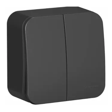 Выключатель 2-кл. ОП Blanca 10А IP20 (сх. 5) 250В с изолир. пластиной антрацит SE BLNVA105016