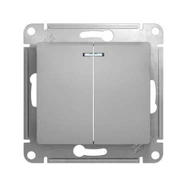 Выключатель 2-кл. СП Glossa 10А IP20 (сх. 5а) 10AX с подсветкой механизм алюм. SE GSL000353