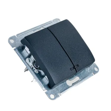 Выключатель 2-кл. СП Glossa 10А IP20 (сх. 5а) 10AX с подсветкой механизм антрацит SE GSL000753