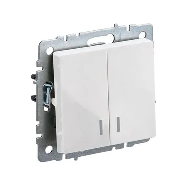 Выключатель 2-кл. СП BRITE ВС10-2-1-БрБ 10А с индик. механизм бел. IEK BR-V20-1-10-K01