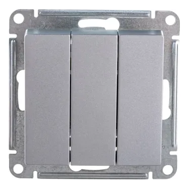 Выключатель 3-кл. СП AtlasDesign 10А IP20 (сх. 1+1+1) 10AX механизм алюм. SE ATN000331