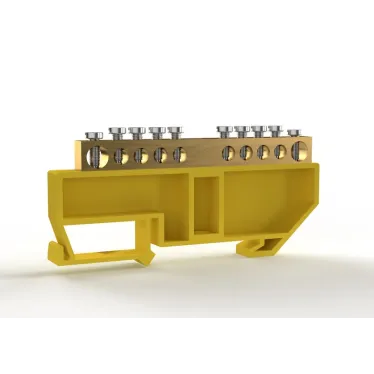 Шина PE "земля" на DIN-изоляторе 6х9мм 10 отвер. латунь TOKOV ELECTRIC TKE-BCB-69-10-DIN/PE