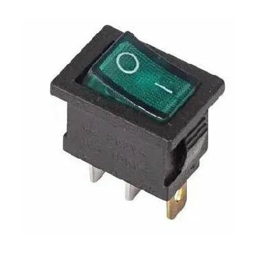Выключатель клавишный 250В 6А (3с) ON-OFF зел. с подсветкой Mini (RWB-206 SC-768) Rexant 36-2153