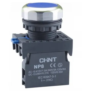 Кнопка управления NP8-10BN/6 без подсветки син. 1НО IP65 (R) CHINT 578645