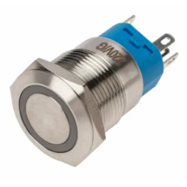 Кнопка антивандальная d19 250В Фикс (5с) ON-OFF/OFF-ON подсв/зел. Rexant 36-3443