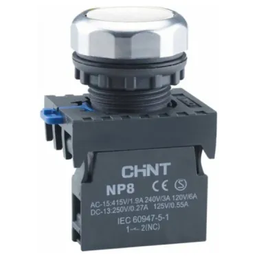 Кнопка управления NP8-10BN/1 без подсветки бел. 1НО IP65 (R) CHINT 578646
