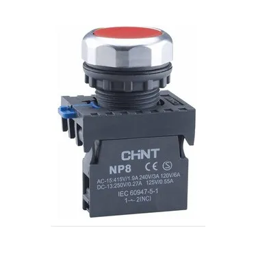 Кнопка управления NP8-11BN/4 без подсветки красн. 1НО+1НЗ IP65 (R) CHINT 667114