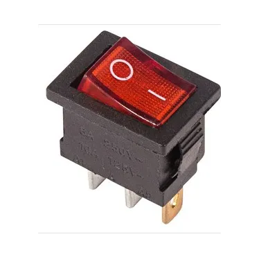 Выключатель клавишный 250В 6А (3с) ON-OFF-ON красн. с нейтралью Mini (RWB-205, SC-768) REXANT 36-2144