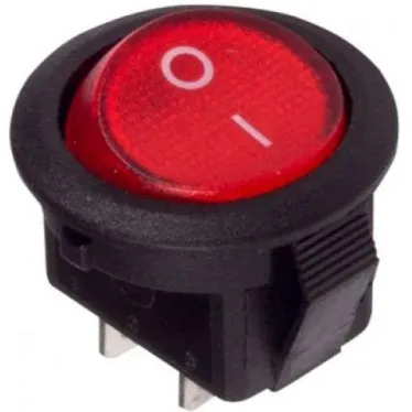 Выключатель клавишный круглый 250В 3А (2с) ON-OFF Micro RWB-105 SC-214 красн. Rexant 36-2511
