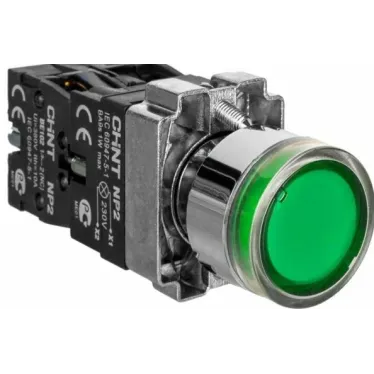 Кнопка управления NP2-BW3361 плоская 1НО AC/DC230В(LED) IP40 (R) зел. CHINT 574077