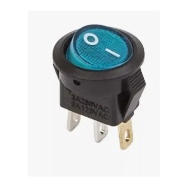 Выключатель клавишный круглый 250В 3А (3с) ON-OFF син. с подсветкой Micro (RWB-106 SC-214) Rexant 36-2531