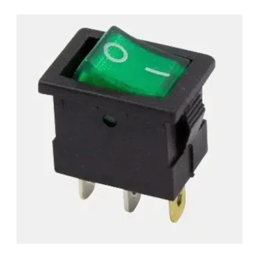 Выключатель клавишный 12В 15А (3с) ON-OFF зел. с подсветкой Mini (RWB-206-1 SC-768) Rexant 36-2173