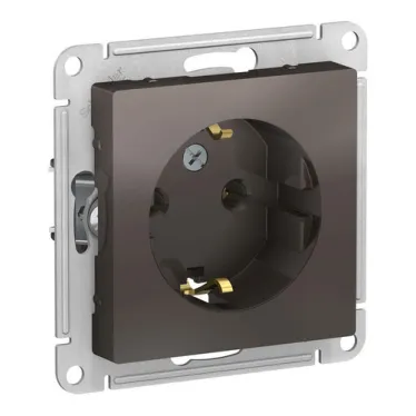 Розетка 2-м СП AtlasDesign 16А IP20 с заземл. в сборе мокко SE ATN000624