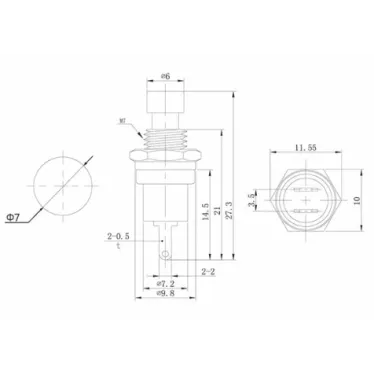Выключатель-кнопка металл 220В 2А (2с) OFF-(ON) d7.2 красн. Micro (RWD-301 PBS-10B) Rexant 36-3310