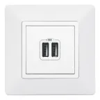 Розетка USB 2-м Valena Life 240В/5В 2400мА с лицев. панелью механизм бел. Leg 753412