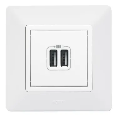 Розетка USB 2-м Valena Life 240В/5В 2400мА с лицев. панелью механизм бел. Leg 753412