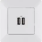 Розетка USB 2-м Valena Life 240В/5В 2400мА с лицев. панелью механизм бел. Leg 753412