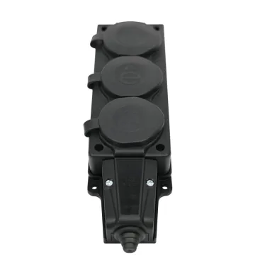 Колодка удлинителя 3-м MultiSet 16А 250В IP44 с заземл. каучук черн. SE MST4103BK