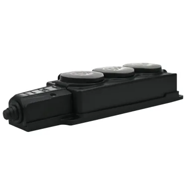 Колодка удлинителя 3-м MultiSet 16А 250В IP44 с заземл. каучук черн. SE MST4103BK