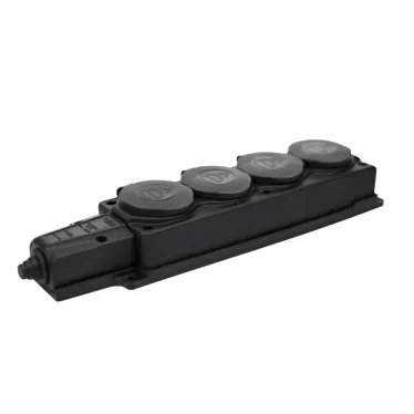 Колодка удлинителя 4-м MultiSet 16А 250В IP44 с заземл. каучук черн. SE MST4104BK