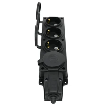 Колодка удлинителя 4-м MultiSet 16А 250В IP44 с заземл. каучук черн. SE MST4104BK