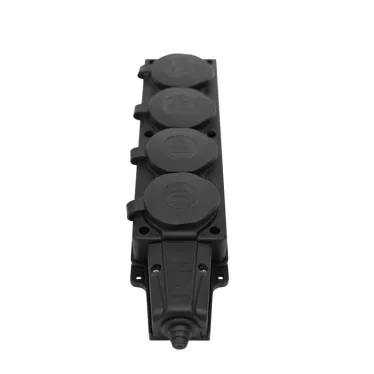 Колодка удлинителя 4-м MultiSet 16А 250В IP44 с заземл. каучук черн. SE MST4104BK