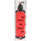 Колодка удлинителя 3-м с заземл. 16А IP44 K-3e-RED-IP44 каучук красн. Эра Б0044552