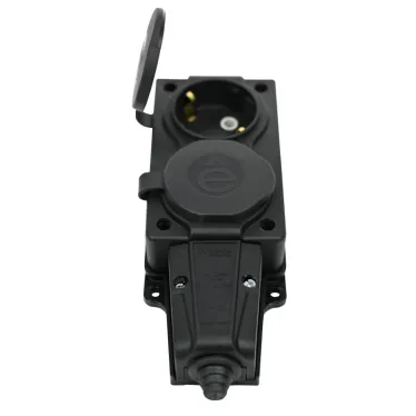 Колодка удлинителя 2-м MultiSet 16А 250В IP44 с заземл. каучук черн. SE MST4102BK