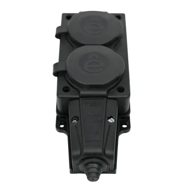 Колодка удлинителя 2-м MultiSet 16А 250В IP44 с заземл. каучук черн. SE MST4102BK