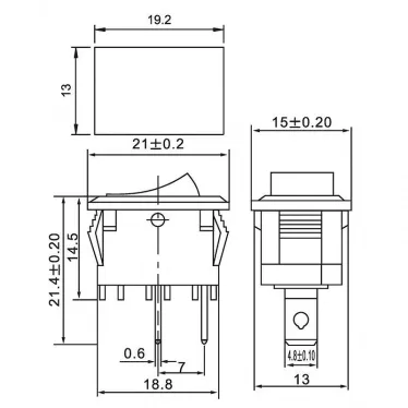 Выключатель клавишный 250В 6А (2с) ON-OFF черн. Mini (RWB-201, SC-768) Rexant 36-2110
