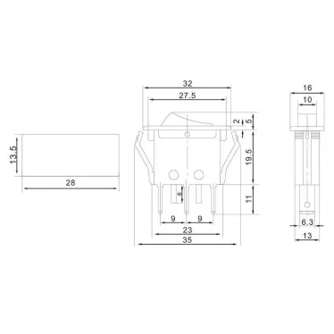 Выключатель клавишный 250В 15А (3с) ON-OFF красн. с подсветкой (RWB-413, SC-788) Rexant 36-2225