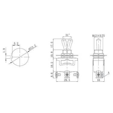 Тумблер 250В 15А (3c) ON-ON 1п (KN-102) Rexant 36-4111