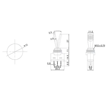 Тумблер 12В 20А (3с) ON-OFF 1п с желт. подсветкой (ASW-13D) Rexant 36-4372