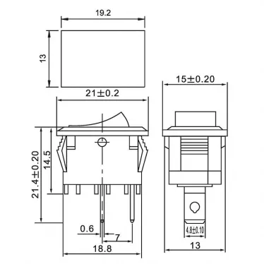 Выключатель клавишный 250В 6А (2с) ON-OFF сер. Mini (RWB-201 SC-768) Rexant 36-2113