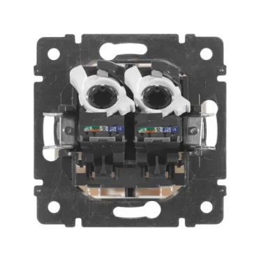 Розетка компьютерная 2-м СП Valena RJ45 кат.5E UTP на захватах механизм бел. IEK 774231