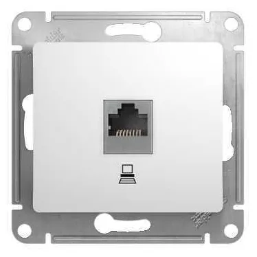 Розетка компьютерная 1-м СП Glossa RJ45 кат.5E механизм бел. SE GSL000181K