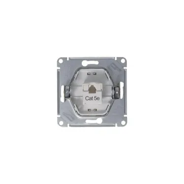Розетка компьютерная 1-м Glossa RJ45 кат.5E механизм платина SE GSL001281K