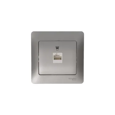Розетка компьютерная 1-м Glossa RJ45 кат.5E механизм платина SE GSL001281K
