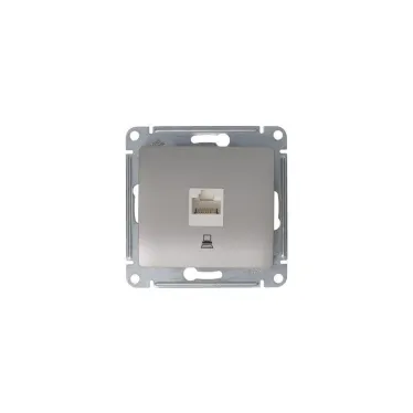 Розетка компьютерная 1-м Glossa RJ45 кат.5E механизм платина SE GSL001281K