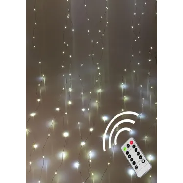 Гирлянда светодиодная "Роса" 3х3м +2м 300LED 10 нитей USB пульт КОСМОС KOC_CUR-U102