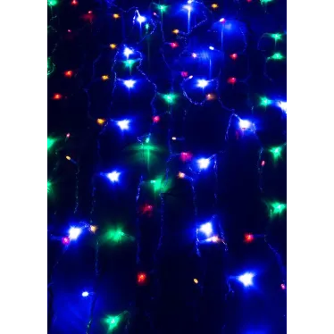 Гирлянда светодиодная "Бахрома" 2х0.7м 100LED схема нитей 4/8/6/7 мультиколор IP20 возможность соединения до 3шт 220В КОСМОС KOC_CUR-V22
