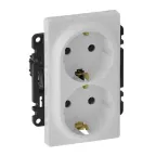 Розетка 2-м СП Valena Life 16А IP20 250В 2х2P+E безвинтов. клеммы с лицев. панелью механизм бел. Leg 753127