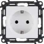 Розетка 1-м СП Valena Life 16А IP2X 250В 2P+E безвинтов. клеммы с лицев. панелью механизм бел. Leg 753421