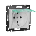Розетка 1-м СП Valena 16А IP44 2P+E с заземл. защ. шторки с крышкой немецк. стандарт механизм бел. IEK 774220